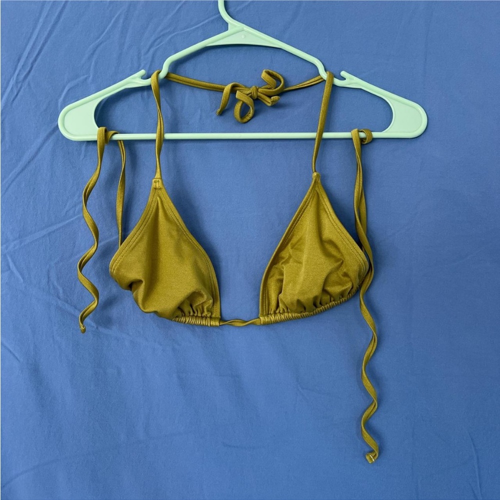 Nu Swim Olive Green ‘Sulphur Drip’ Triangle Bikini Top Size XL